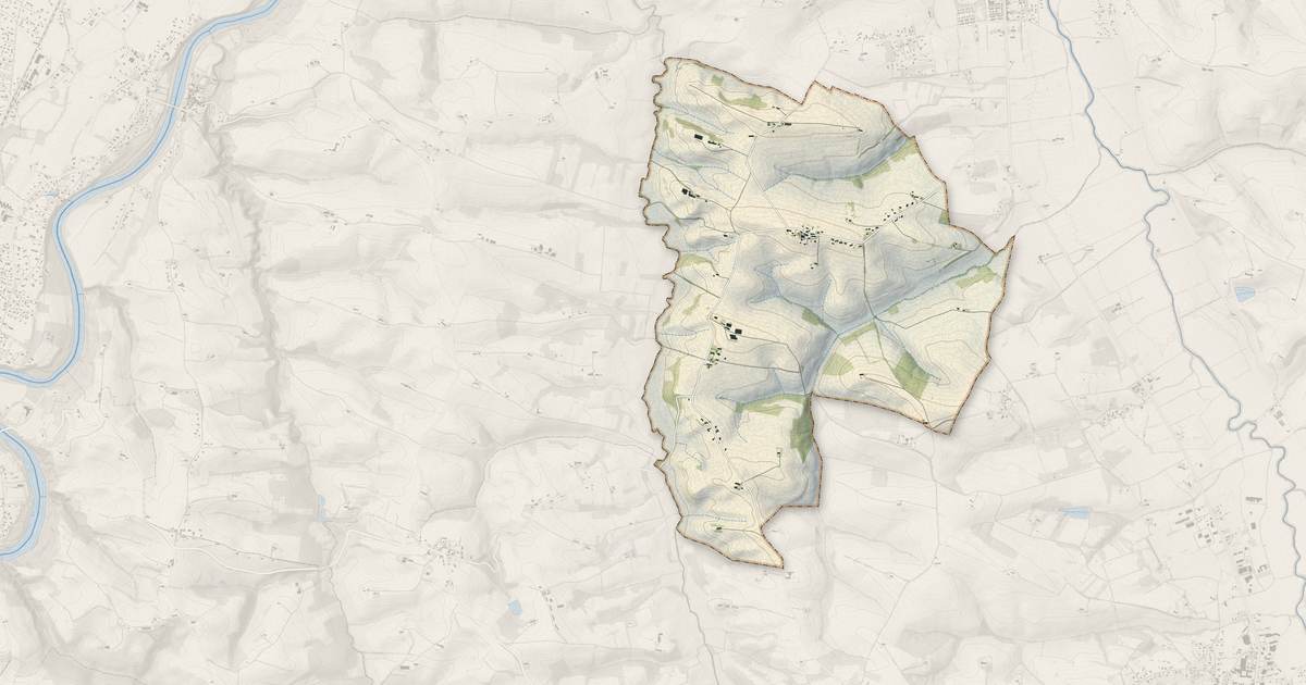 Portrait cartographique de Montgazin : relief, eau, forêts, bâti et voies, calculés à partir des données de l'IGN