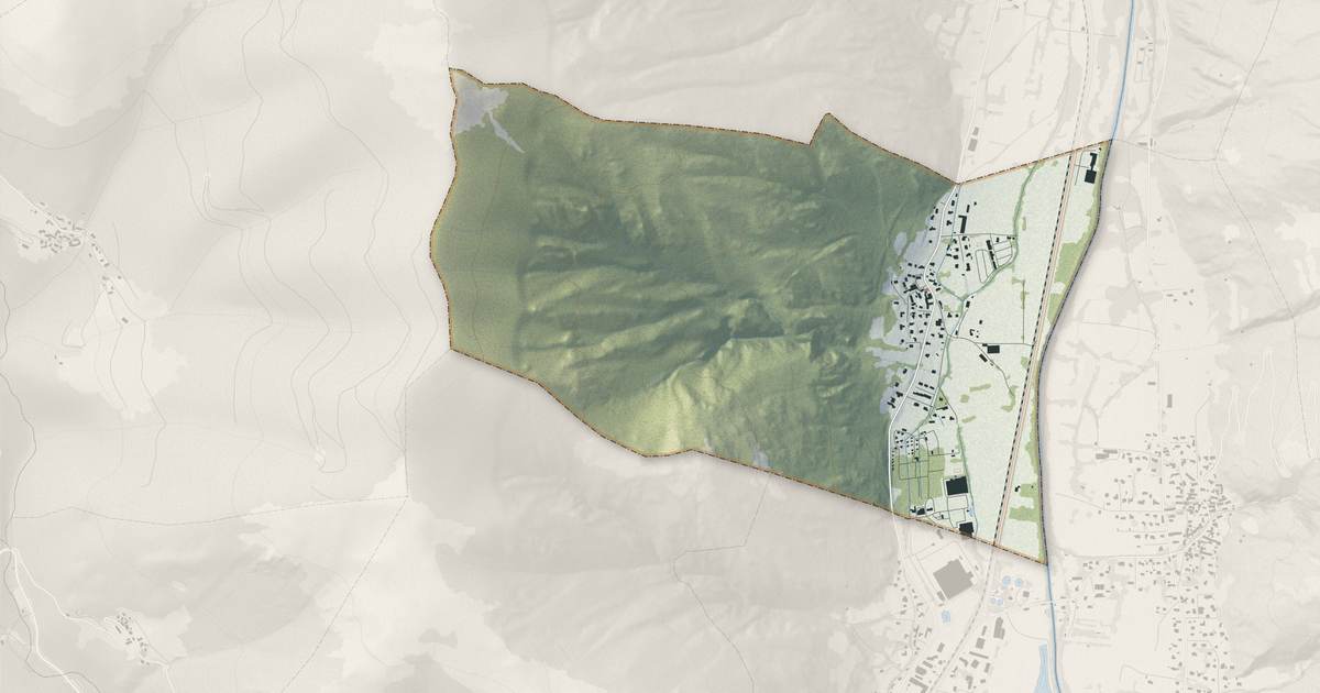 Portrait cartographique de Moustajon : relief, eau, forêts, bâti et voies, calculés à partir des données de l'IGN