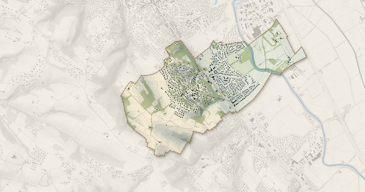 Portrait cartographique de Péchabou : relief, eau, forêts, bâti et voies, calculés à partir des données de l'IGN