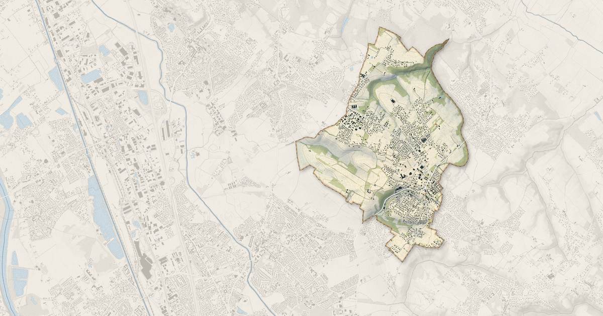 Portrait cartographique de Pechbonnieu : relief, eau, forêts, bâti et voies, calculés à partir des données de l'IGN