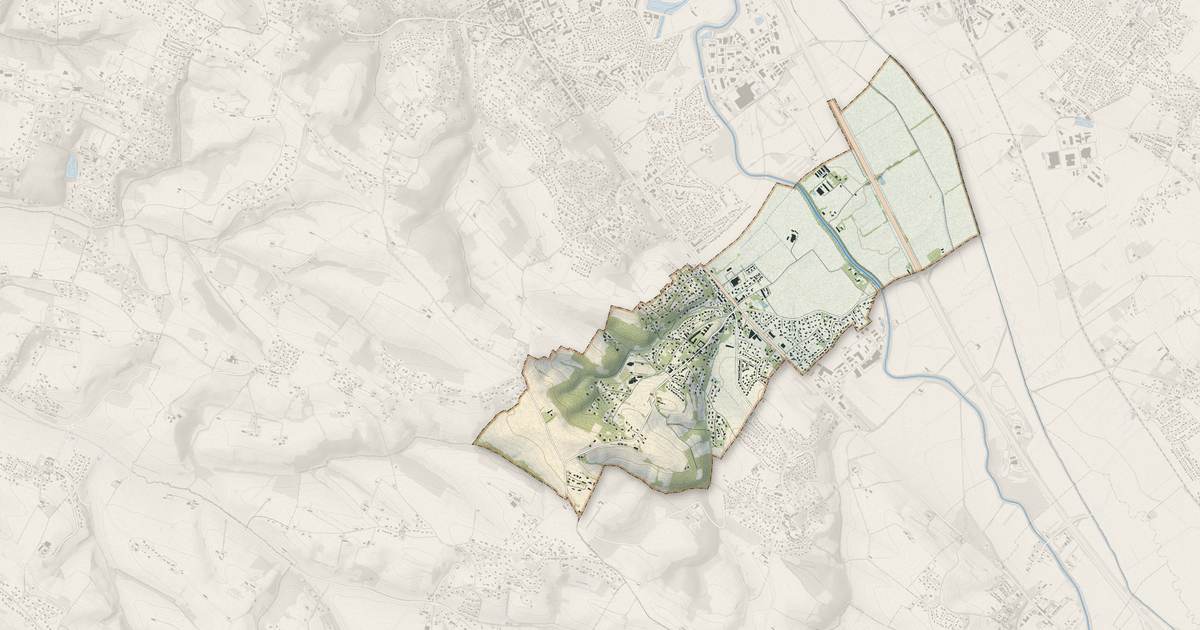Portrait cartographique de Pompertuzat : relief, eau, forêts, bâti et voies, calculés à partir des données de l'IGN