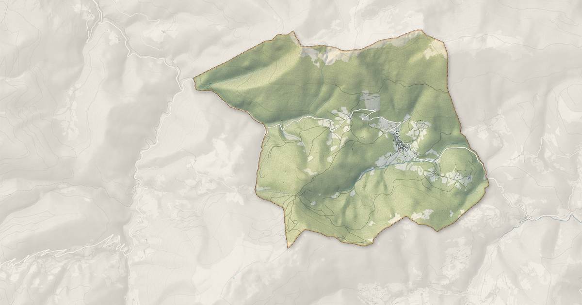 Portrait cartographique de Portet-d'Aspet : relief, eau, forêts, bâti et voies, calculés à partir des données de l'IGN
