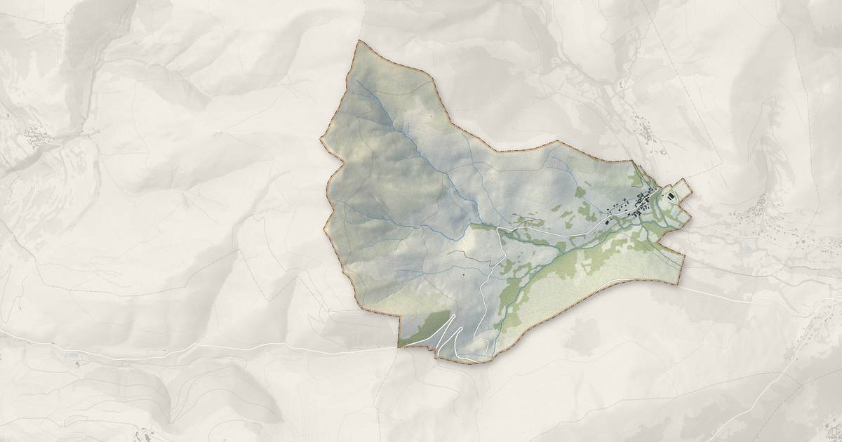 Portrait cartographique de Portet-de-Luchon : relief, eau, forêts, bâti et voies, calculés à partir des données de l'IGN