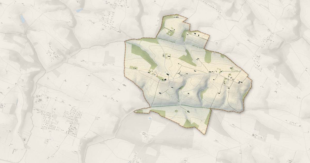 Portrait cartographique de Pouze : relief, eau, forêts, bâti et voies, calculés à partir des données de l'IGN