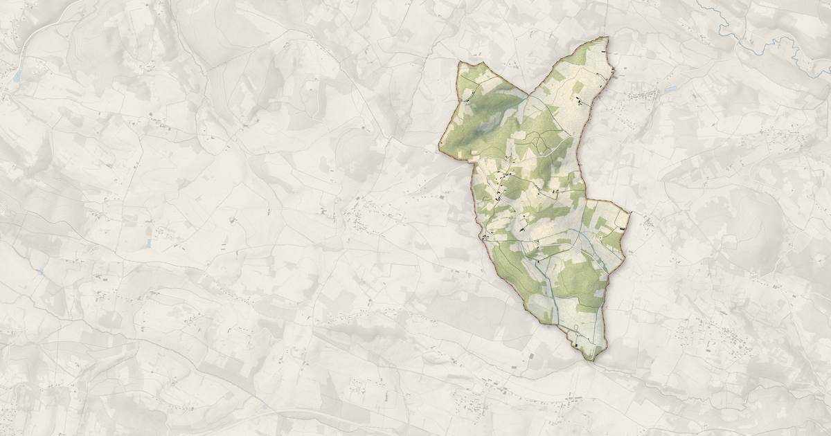 Portrait cartographique de Proupiary : relief, eau, forêts, bâti et voies, calculés à partir des données de l'IGN