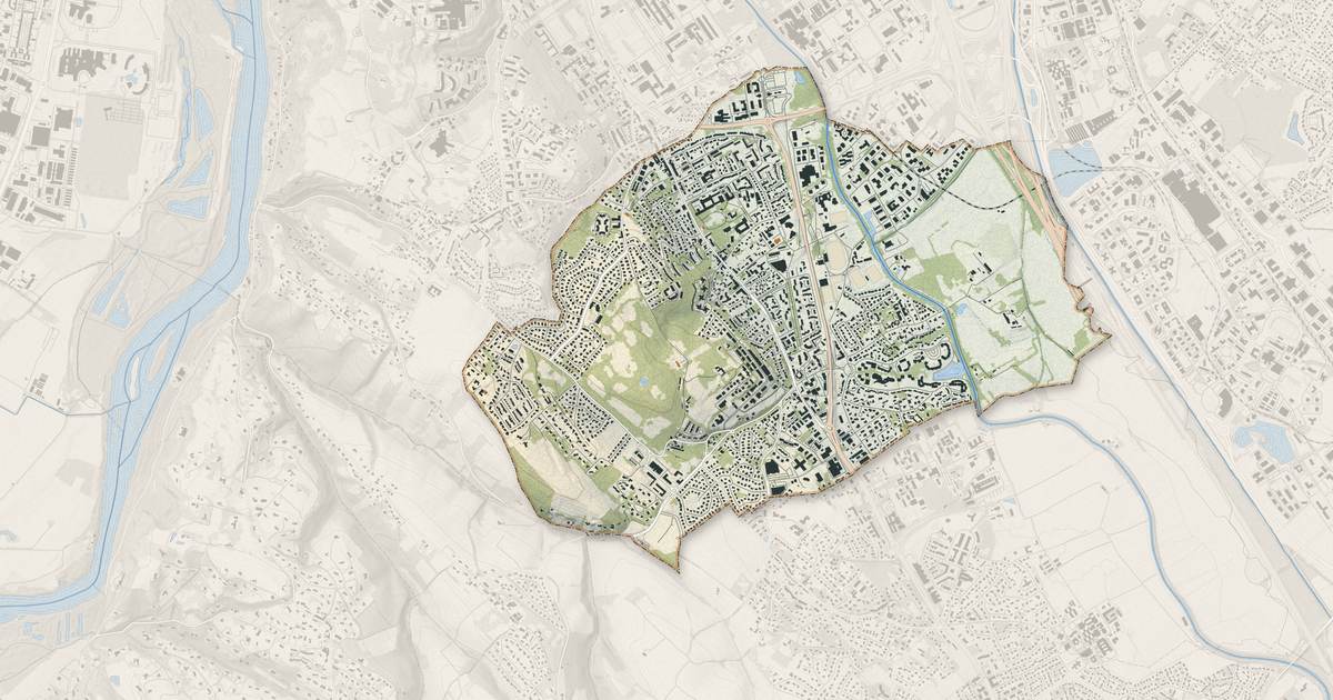 Portrait cartographique de Ramonville-Saint-Agne : relief, eau, forêts, bâti et voies, calculés à partir des données de l'IGN