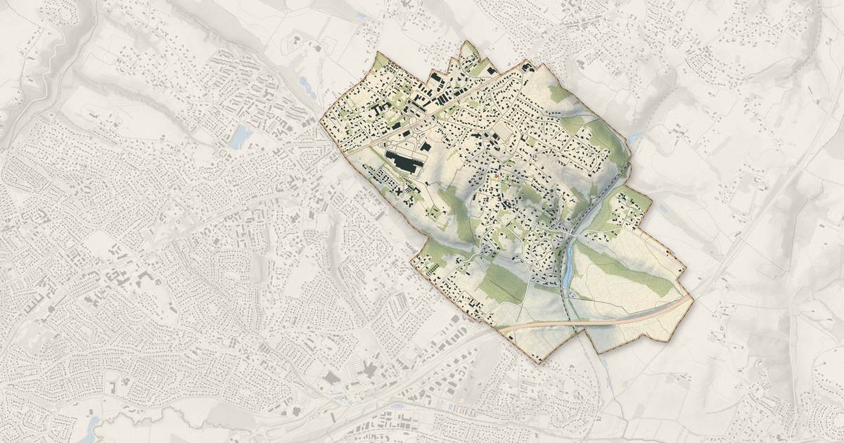 Portrait cartographique de Rouffiac-Tolosan : relief, eau, forêts, bâti et voies, calculés à partir des données de l'IGN