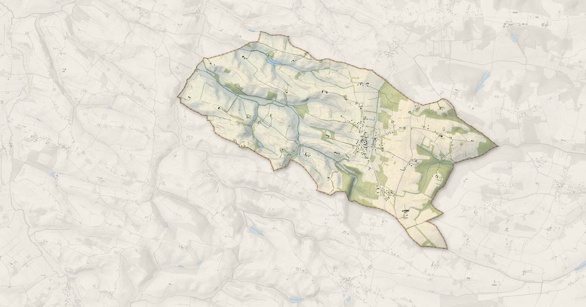 Portrait cartographique de Sabonnères : relief, eau, forêts, bâti et voies, calculés à partir des données de l'IGN