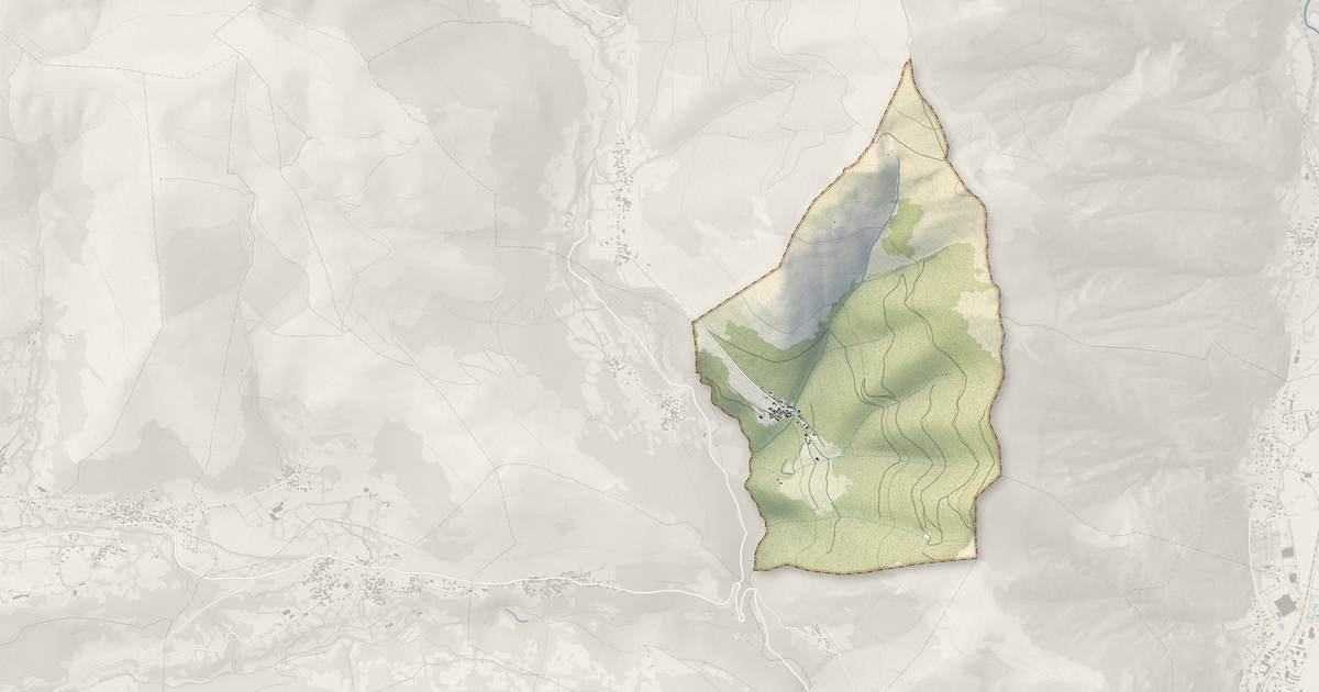 Portrait cartographique de Saccourvielle : relief, eau, forêts, bâti et voies, calculés à partir des données de l'IGN