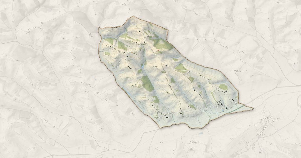 Portrait cartographique de Saint-Araille : relief, eau, forêts, bâti et voies, calculés à partir des données de l'IGN