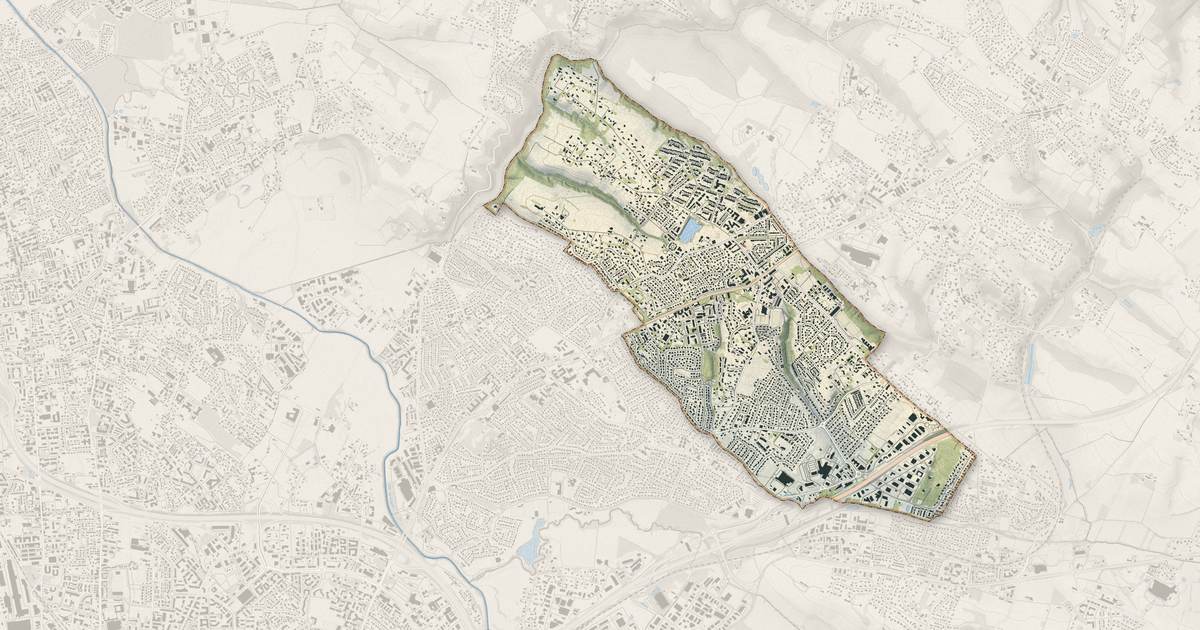 Portrait cartographique de Saint-Jean : relief, eau, forêts, bâti et voies, calculés à partir des données de l'IGN