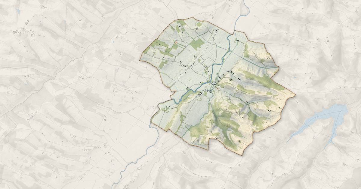Portrait cartographique de Saint-Laurent : relief, eau, forêts, bâti et voies, calculés à partir des données de l'IGN