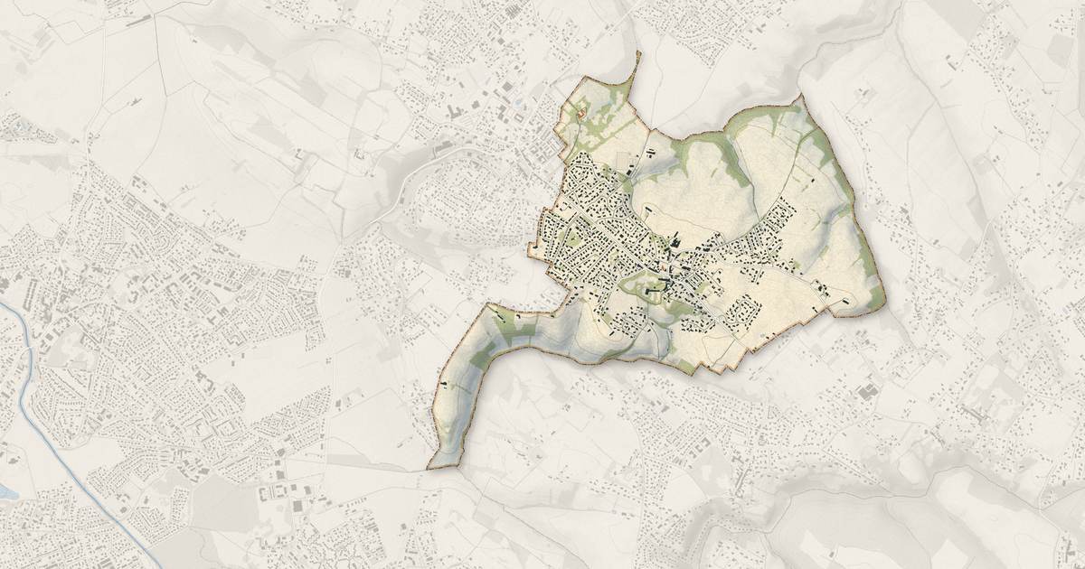 Portrait cartographique de Saint-Loup-Cammas : relief, eau, forêts, bâti et voies, calculés à partir des données de l'IGN
