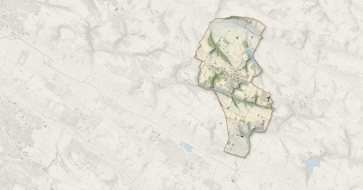 Portrait cartographique de Saint-Pierre-de-Lages : relief, eau, forêts, bâti et voies, calculés à partir des données de l'IGN