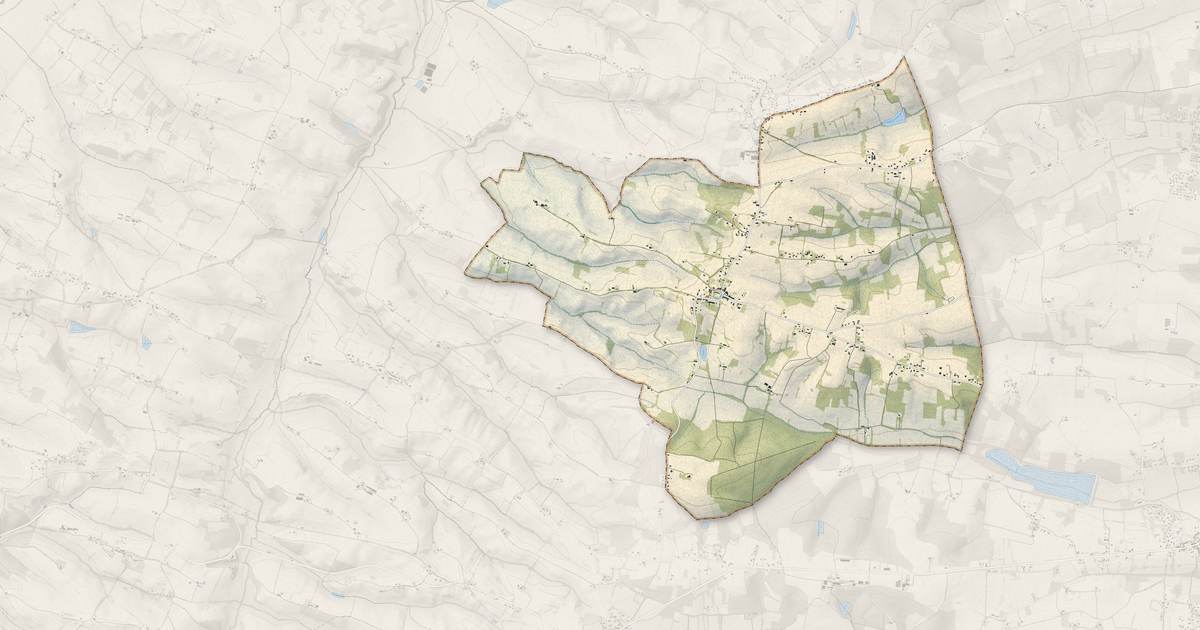 Portrait cartographique de Saint-Thomas : relief, eau, forêts, bâti et voies, calculés à partir des données de l'IGN