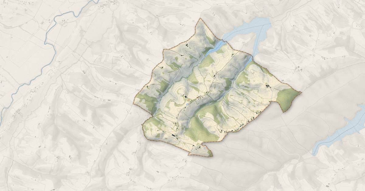 Portrait cartographique de Salherm : relief, eau, forêts, bâti et voies, calculés à partir des données de l'IGN