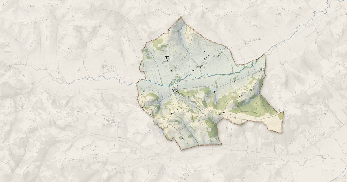 Portrait cartographique de Terrebasse : relief, eau, forêts, bâti et voies, calculés à partir des données de l'IGN