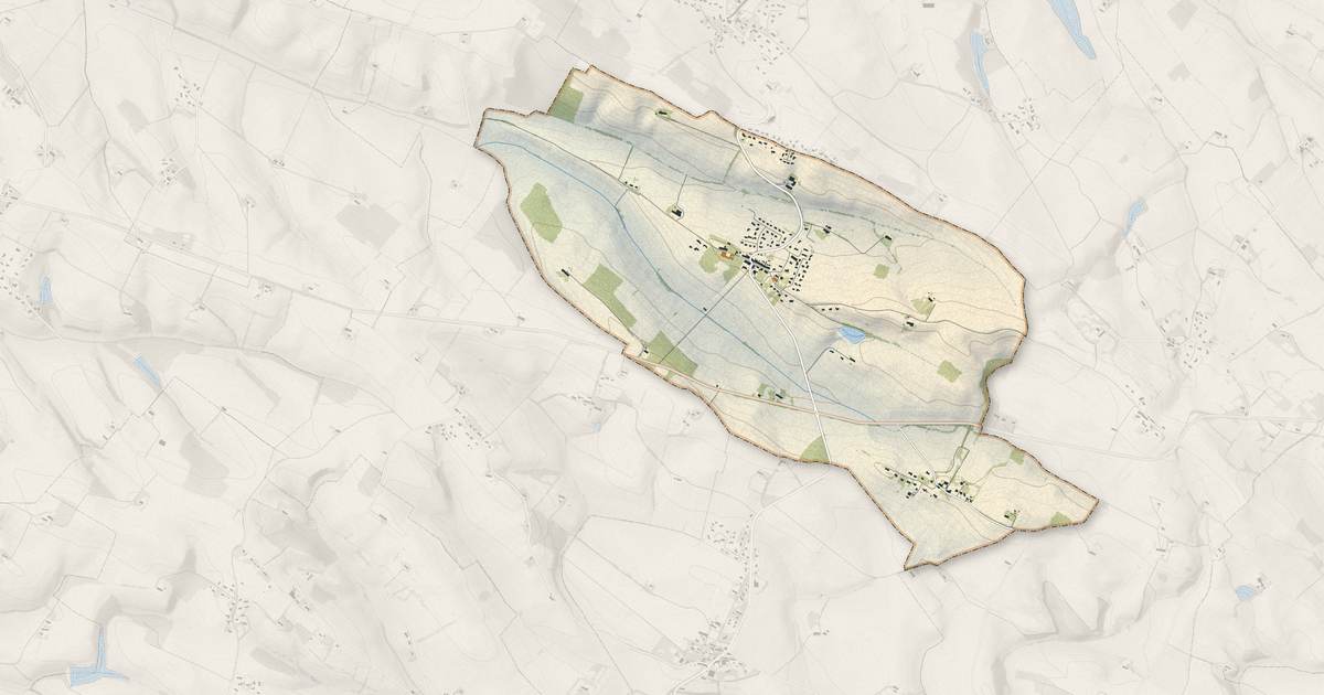 Portrait cartographique de Toutens : relief, eau, forêts, bâti et voies, calculés à partir des données de l'IGN
