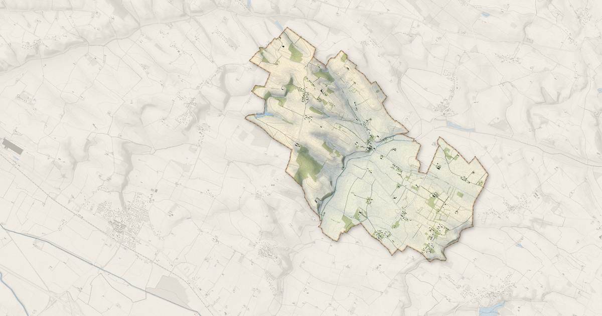 Portrait cartographique de Trébons-sur-la-Grasse : relief, eau, forêts, bâti et voies, calculés à partir des données de l'IGN