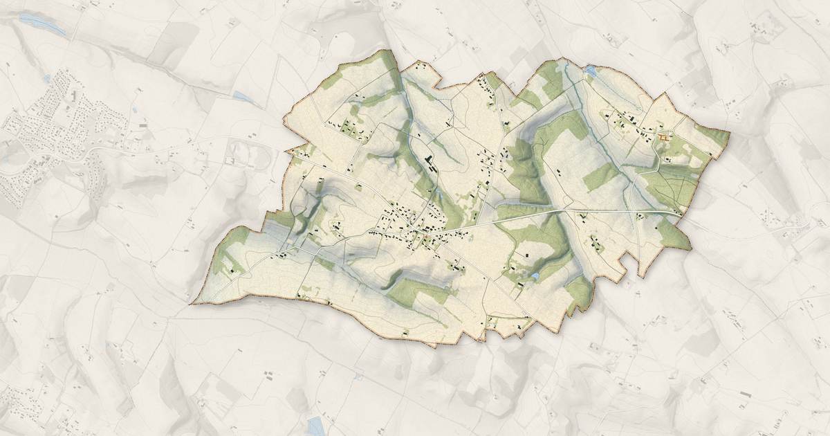 Portrait cartographique de Vallesvilles : relief, eau, forêts, bâti et voies, calculés à partir des données de l'IGN