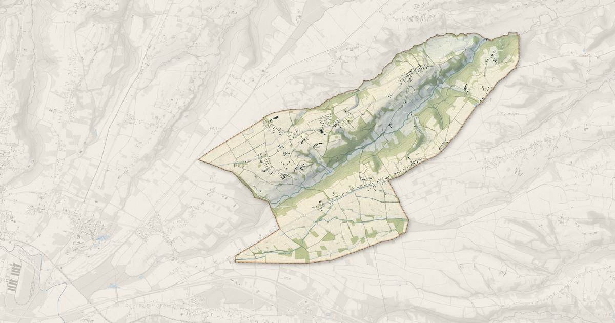 Portrait cartographique de Villeneuve-Lécussan : relief, eau, forêts, bâti et voies, calculés à partir des données de l'IGN