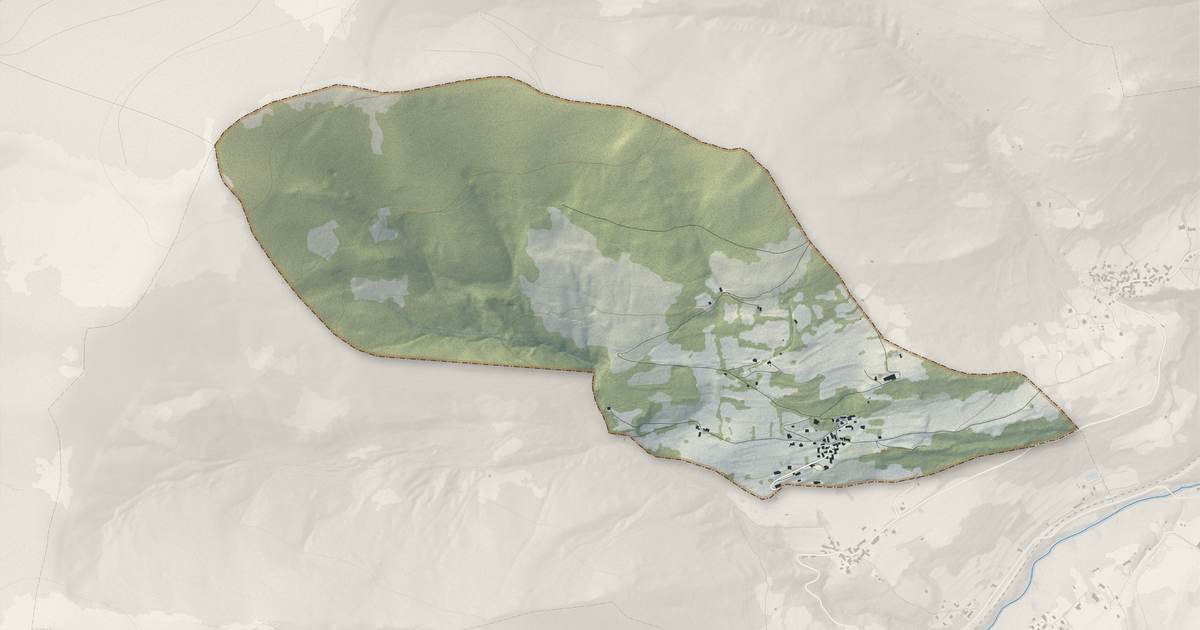 Portrait cartographique de Binos : relief, eau, forêts, bâti et voies, calculés à partir des données de l'IGN