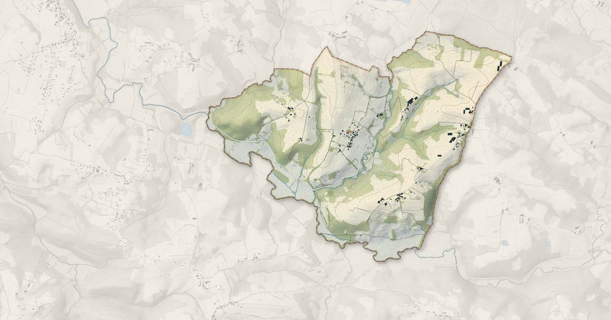 Portrait cartographique de Escoulis : relief, eau, forêts, bâti et voies, calculés à partir des données de l'IGN