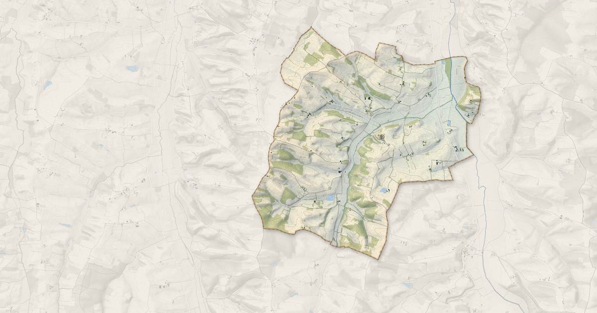Portrait cartographique de Bazian : relief, eau, forêts, bâti et voies, calculés à partir des données de l'IGN