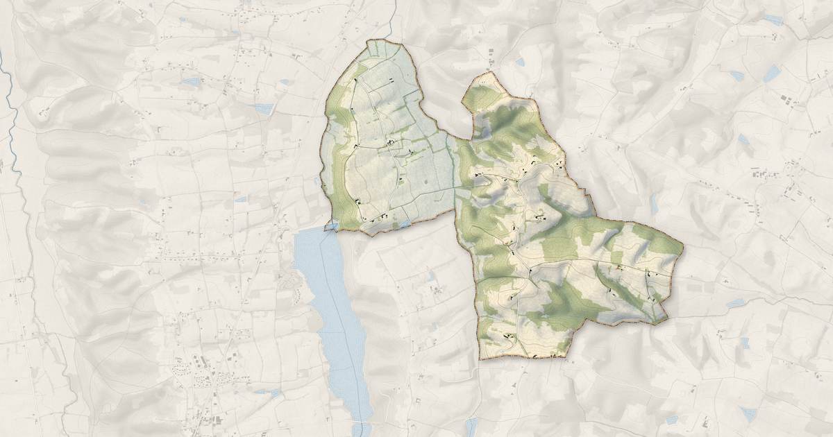 Portrait cartographique de Bazugues : relief, eau, forêts, bâti et voies, calculés à partir des données de l'IGN