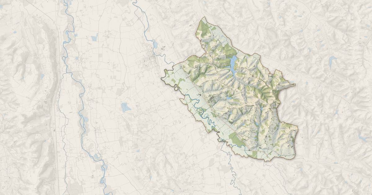 Portrait cartographique de Beaumarchés : relief, eau, forêts, bâti et voies, calculés à partir des données de l'IGN