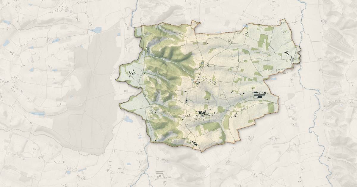 Portrait cartographique de Belloc-Saint-Clamens : relief, eau, forêts, bâti et voies, calculés à partir des données de l'IGN