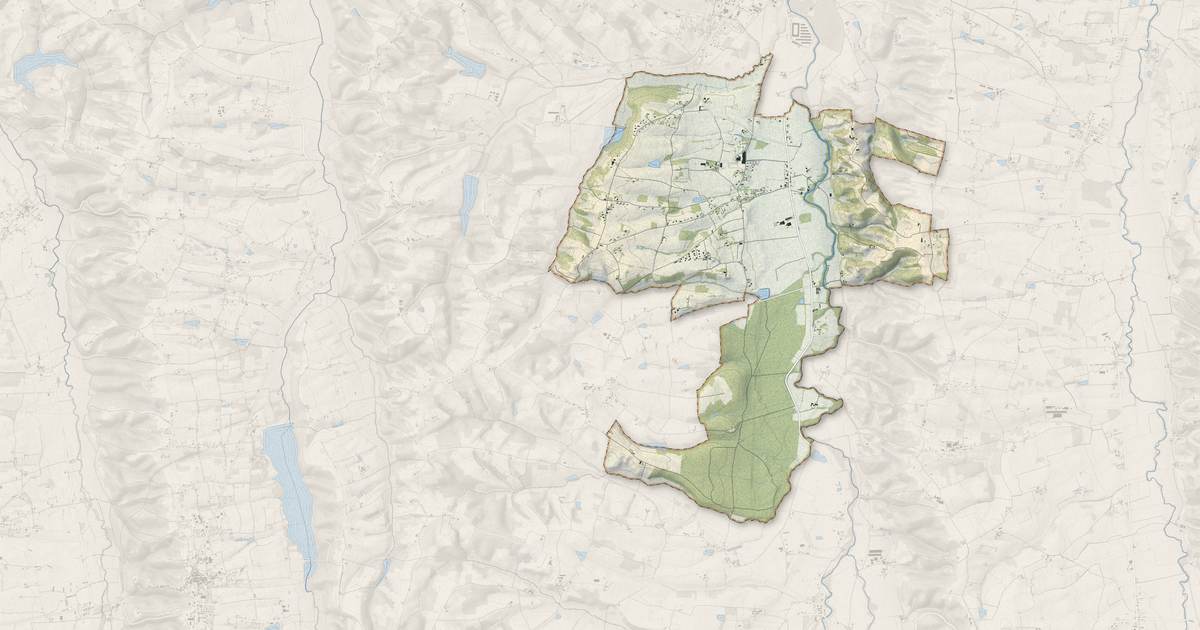 Portrait cartographique de Berdoues : relief, eau, forêts, bâti et voies, calculés à partir des données de l'IGN