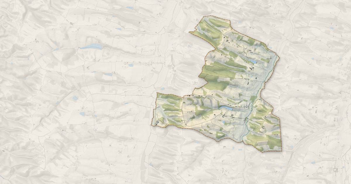 Portrait cartographique de Betcave-Aguin : relief, eau, forêts, bâti et voies, calculés à partir des données de l'IGN