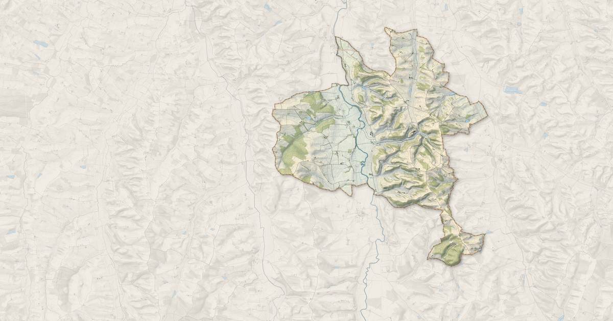 Portrait cartographique de Biran : relief, eau, forêts, bâti et voies, calculés à partir des données de l'IGN