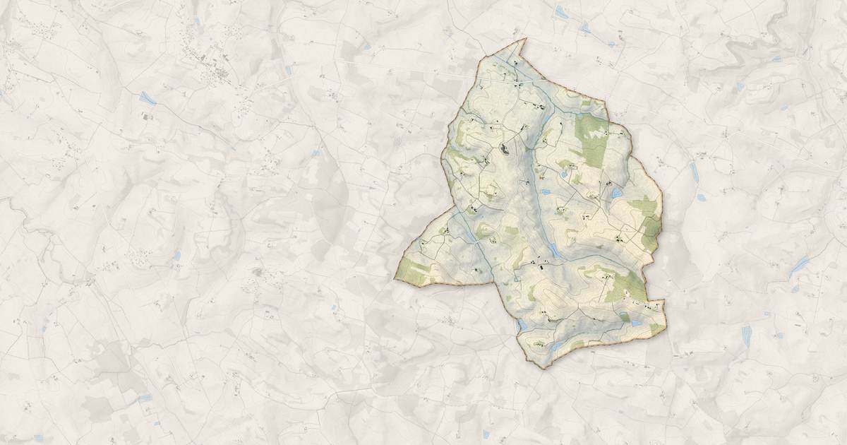 Portrait cartographique de Blaziert : relief, eau, forêts, bâti et voies, calculés à partir des données de l'IGN