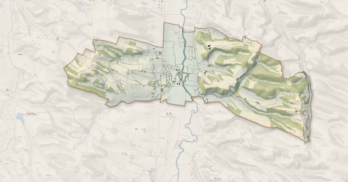 Portrait cartographique de Boucagnères : relief, eau, forêts, bâti et voies, calculés à partir des données de l'IGN