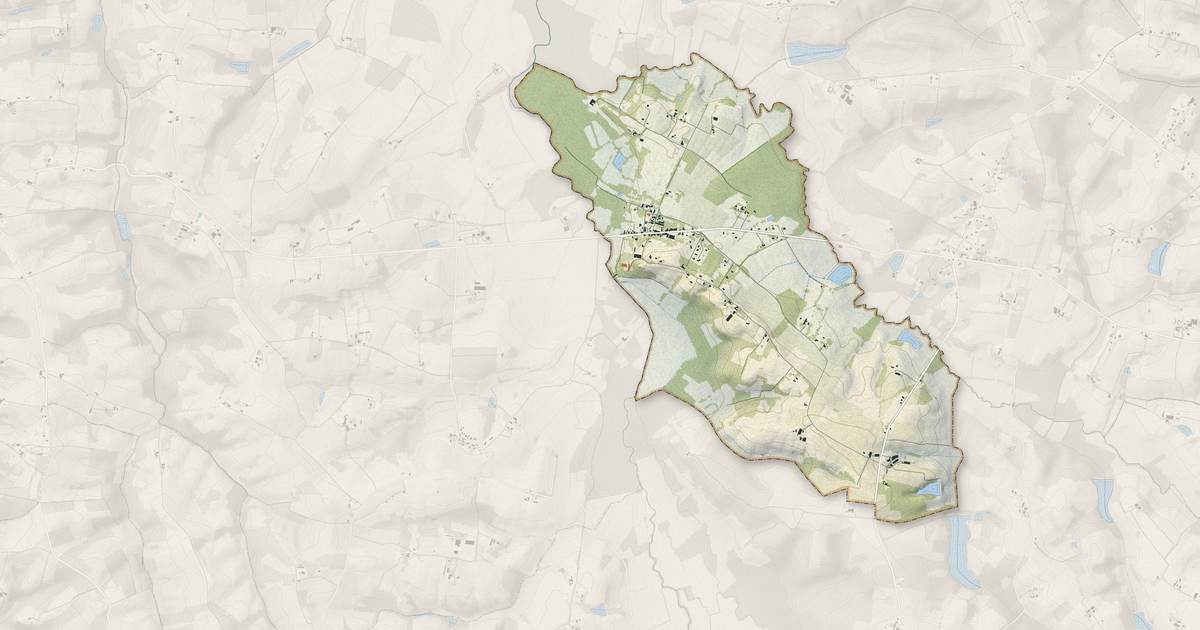 Portrait cartographique de Campagne-d'Armagnac : relief, eau, forêts, bâti et voies, calculés à partir des données de l'IGN