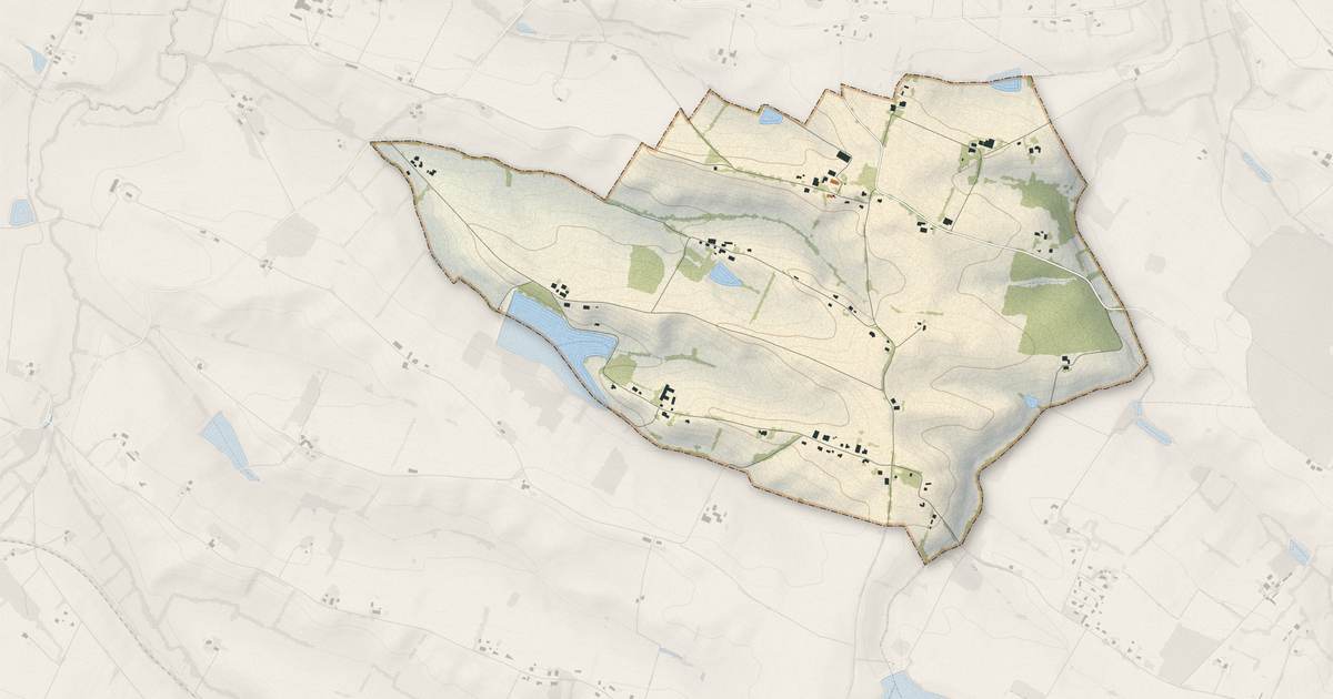 Portrait cartographique de Catonvielle : relief, eau, forêts, bâti et voies, calculés à partir des données de l'IGN