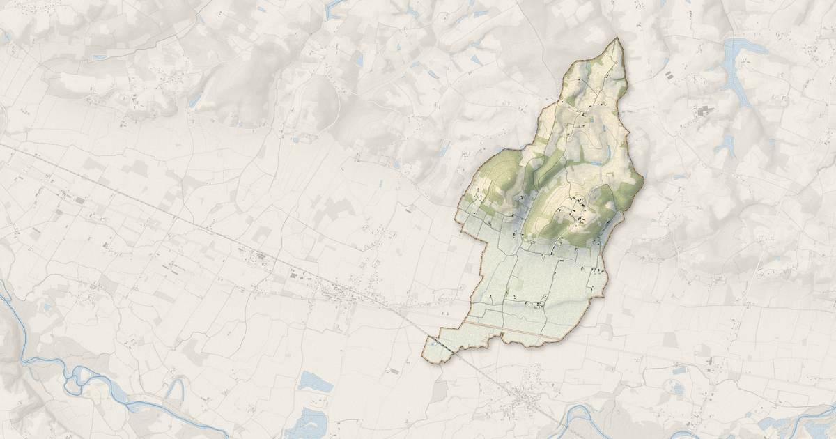 Portrait cartographique de Caumont : relief, eau, forêts, bâti et voies, calculés à partir des données de l'IGN