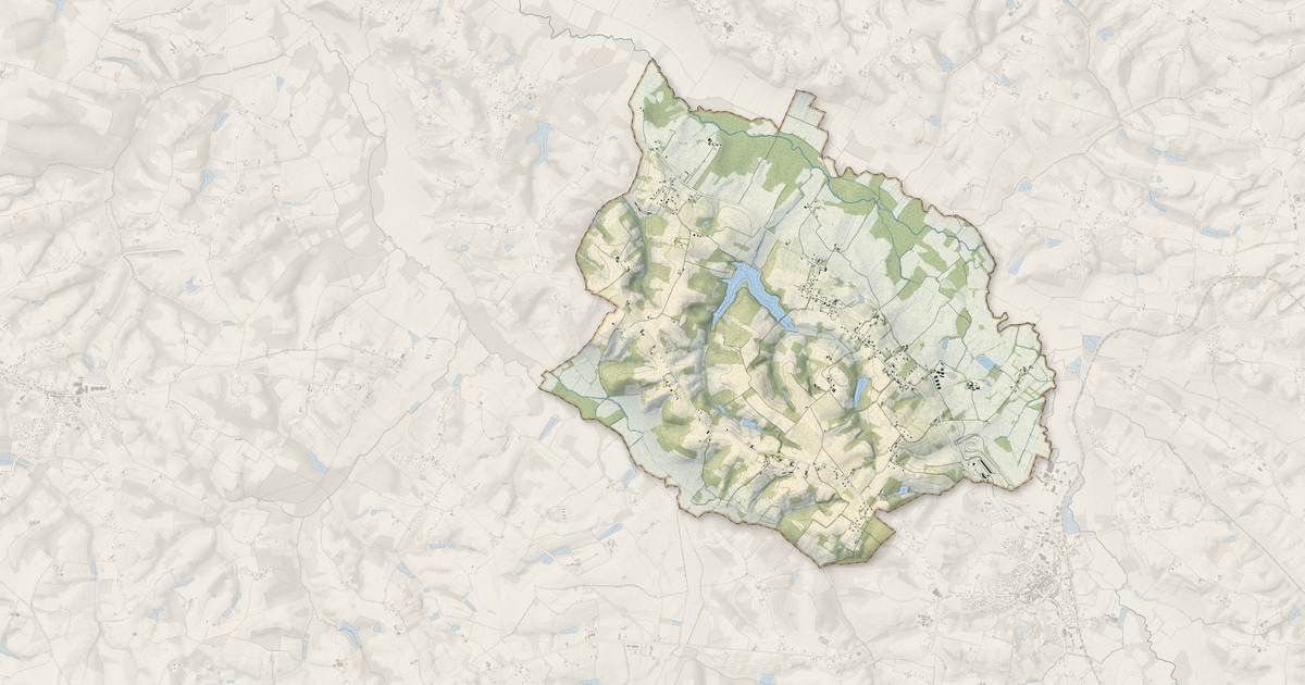 Portrait cartographique de Caupenne-d'Armagnac : relief, eau, forêts, bâti et voies, calculés à partir des données de l'IGN