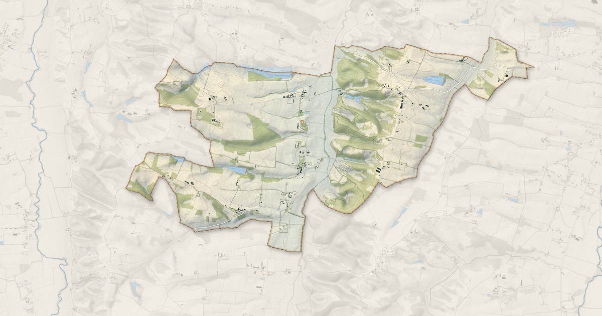 Portrait cartographique de Clermont-Pouyguillès : relief, eau, forêts, bâti et voies, calculés à partir des données de l'IGN
