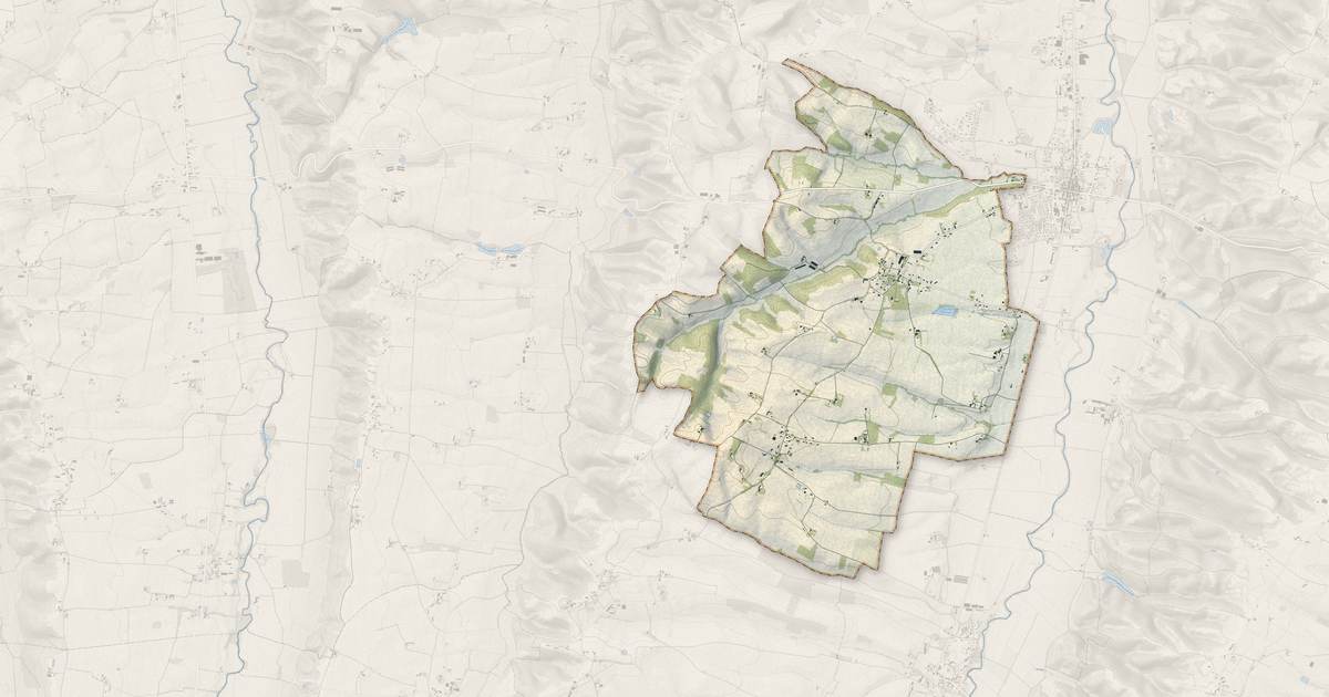 Portrait cartographique de Esclassan-Labastide : relief, eau, forêts, bâti et voies, calculés à partir des données de l'IGN