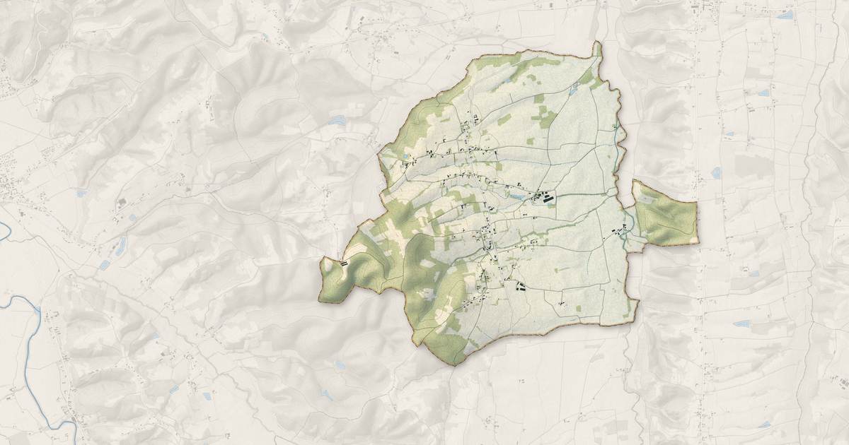 Portrait cartographique de Estampes : relief, eau, forêts, bâti et voies, calculés à partir des données de l'IGN