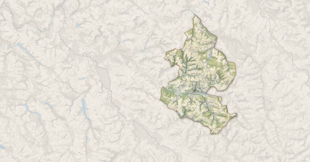 Portrait cartographique de Estang : relief, eau, forêts, bâti et voies, calculés à partir des données de l'IGN