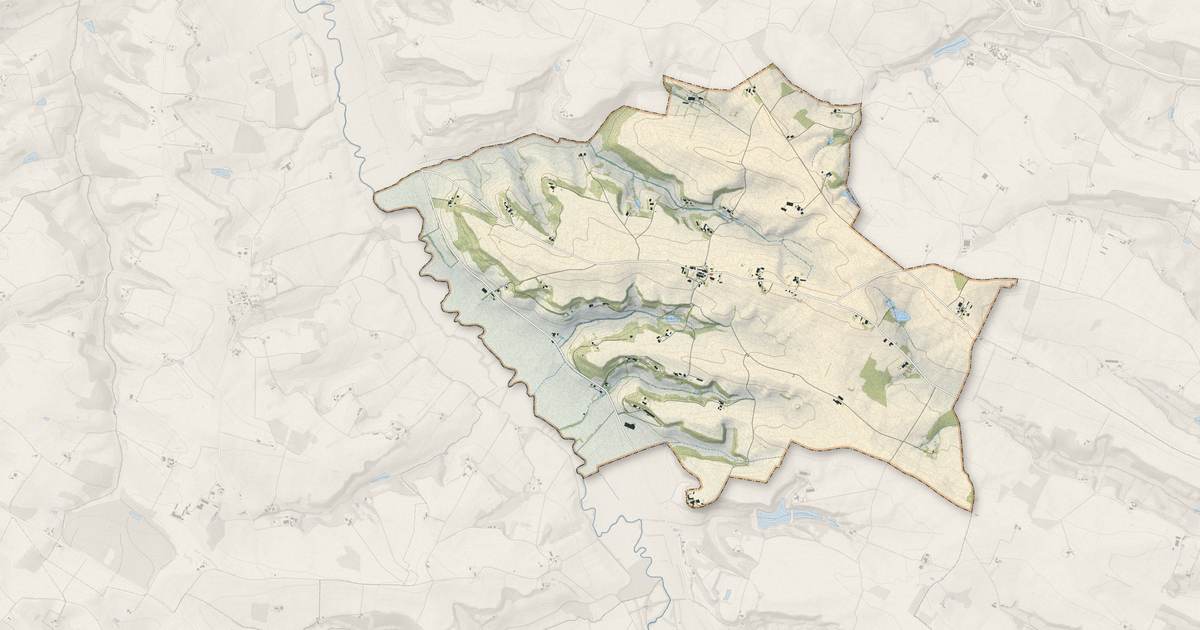 Portrait cartographique de Estramiac : relief, eau, forêts, bâti et voies, calculés à partir des données de l'IGN