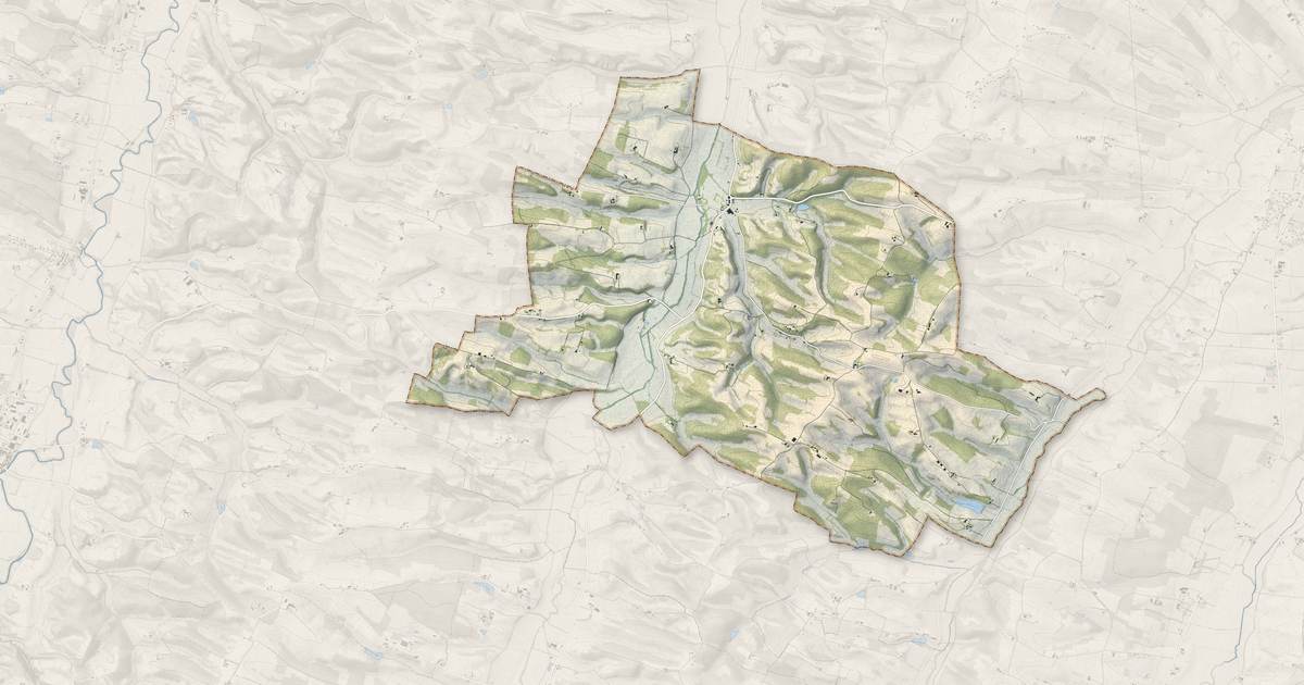 Portrait cartographique de Faget-Abbatial : relief, eau, forêts, bâti et voies, calculés à partir des données de l'IGN
