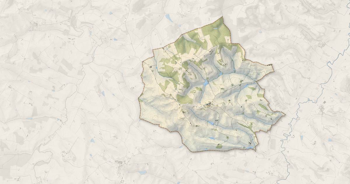Portrait cartographique de Flamarens : relief, eau, forêts, bâti et voies, calculés à partir des données de l'IGN