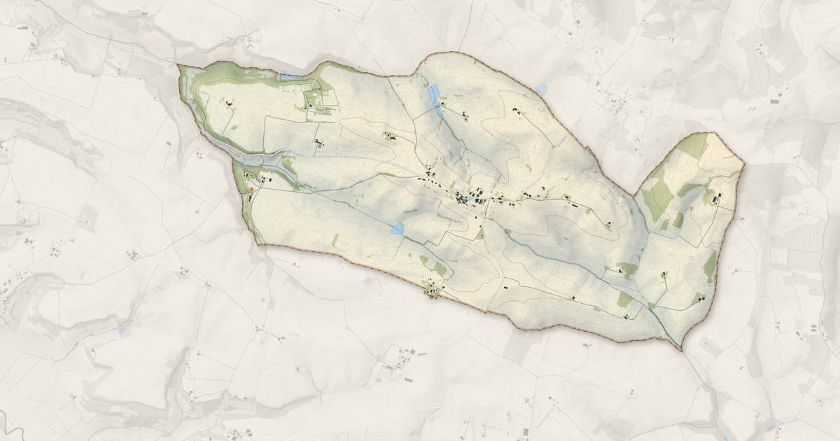 Portrait cartographique de Gaudonville : relief, eau, forêts, bâti et voies, calculés à partir des données de l'IGN
