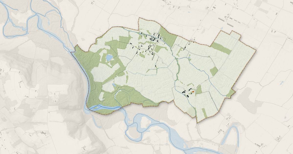 Portrait cartographique de Gée-Rivière : relief, eau, forêts, bâti et voies, calculés à partir des données de l'IGN