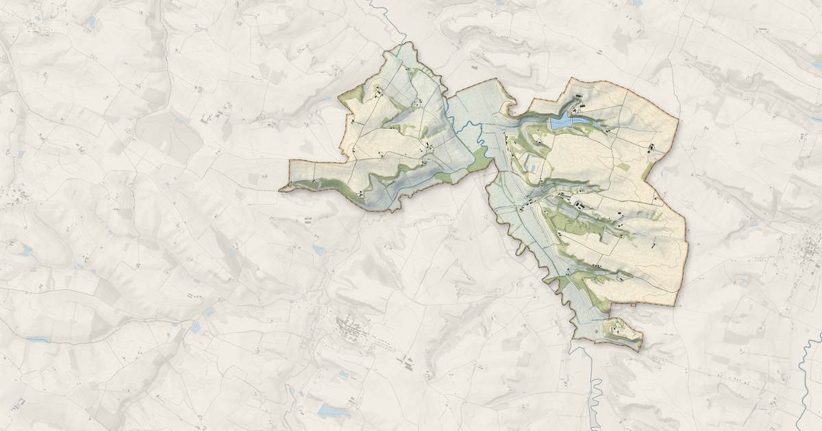 Portrait cartographique de Homps : relief, eau, forêts, bâti et voies, calculés à partir des données de l'IGN